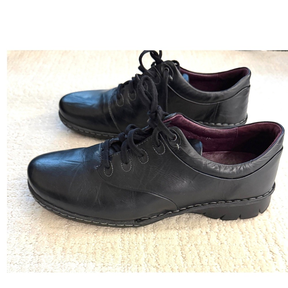 Josef Seibel Alexis Bozen Black Leather Comfort Oxford Shoes 40 9/9.5 Minimalist